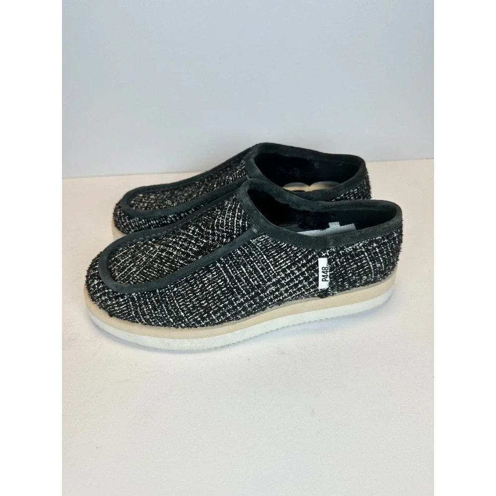 P448 S22 Palermo Women Size 39 Black White Tweed Vibram Sole Loafer